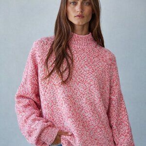 Max Studio mottled pink knit sweater, crew neckline
